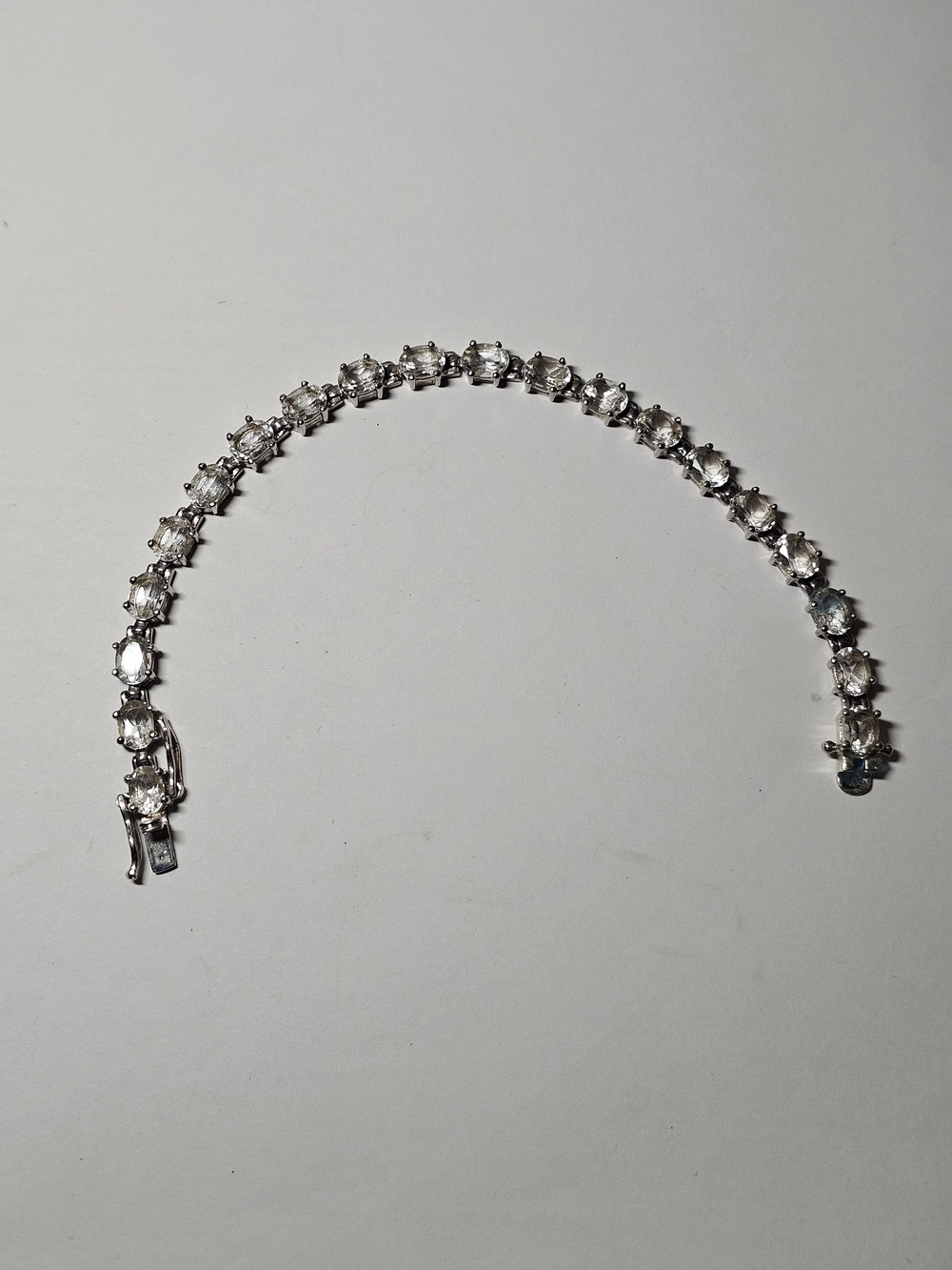 Sterling Silver 925 Topaz Tennis Bracelet 8¼ Length